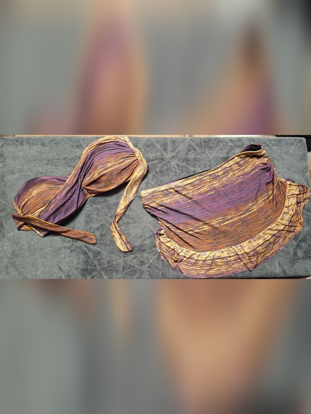 Purple & Gold Striped Bikini Top